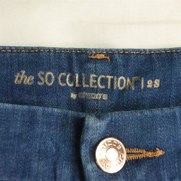 The So Collection Chico's 2 / 12 Short Straight Dark Stretch Denim Womens Jeans - Picture 6 of 9